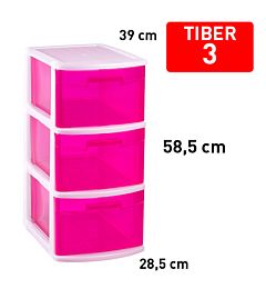 CASSETTIERA TIBER 3 CASSETTI FUCSIA TRAS F18