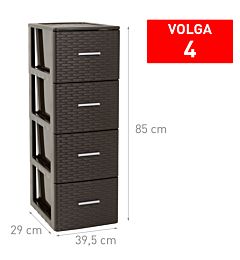 CASSETTIERA 4 CASSETTI VOLGA RATTAN WENGUE