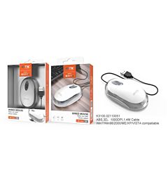 MTK K3100 MOUSE OTTICO CON CAVO 1000 DPI BIANCO