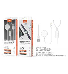 MTK CARICATORE 2 IN 1 MAGNETICO PER I-WATCH E LIGHTNING PER IPHONE, BIANCOMTK