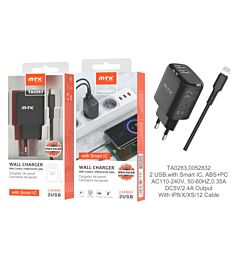 MTK CARICABATTERIA AUTO BASIC 2 USB 2.4A NEROMTK