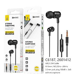 C6187 NE, CUFFIE CON MICROFONO S.BASIC BRIONE, CON PULSANTEOne Plus