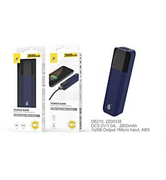 D6210 AZ, POWER BANK SORLAX 2600 MAH, BLU