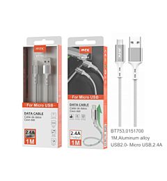 BT753 PL CAVO DATI IN ALLUMINIO PER MICRO USB, 2A