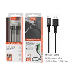 BT753 NE CAVO DATI IN ALLUMINIO PER MICRO USB, 2.4