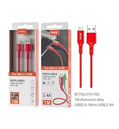 BT753 RJ CAVO DATI IN ALLUMINIO PER MICRO USB, 2A