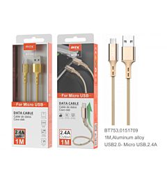 BT753 O CAVO DATI ALLUMINIO PIATTO PER MICRO USB,