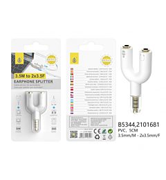 ONEPLUS B5344 SDOPPIATORE & SPLITTER AUDIO 3.5MM BIANCO