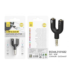 ONEPLUS B5344 SDOPPIATORE & SPLITTER AUDIO 3.5MM NERO