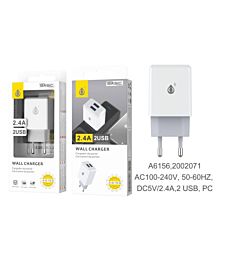 ONEPLUS CARICATORE USB A MURO CON 2 USB 2.4A, BIANCO