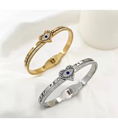 Bracciale rigido Fantasia Occhio-Cuore Oro ed Argento