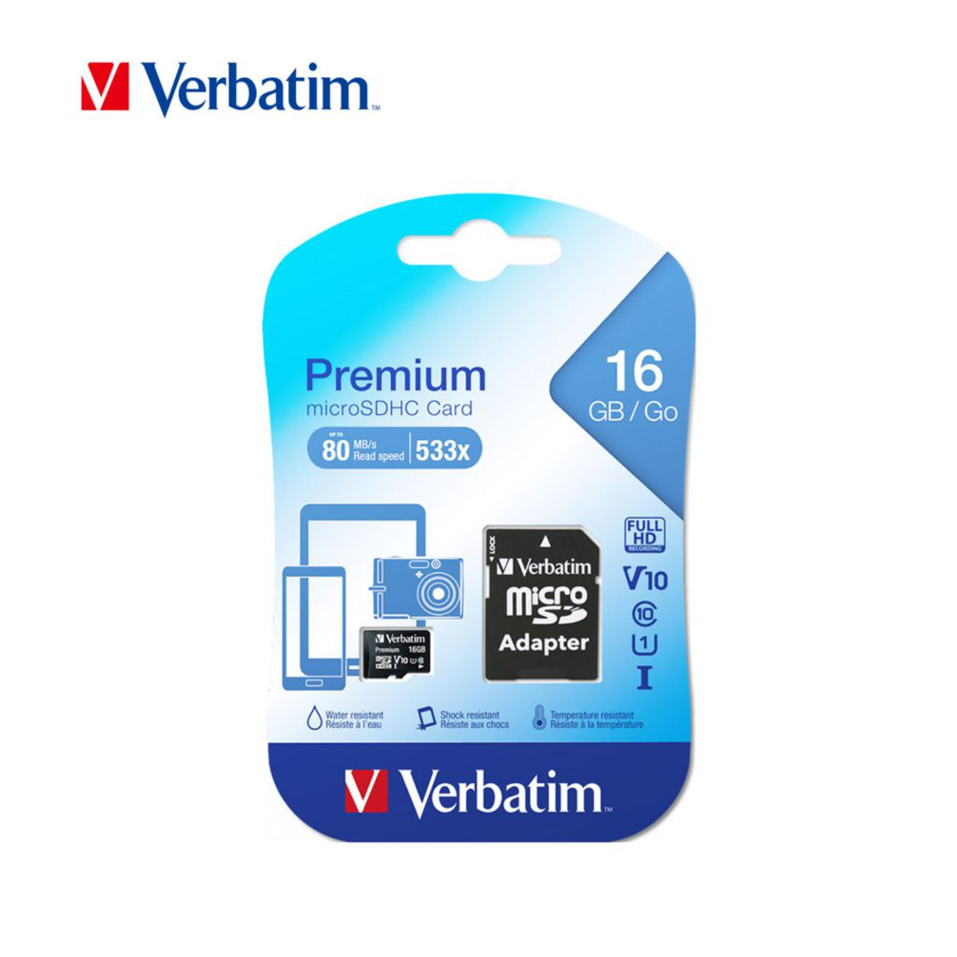 VERBATIM PREMIUM MICRO SDHC 16G CL10 CON ADATTATORVerbatim