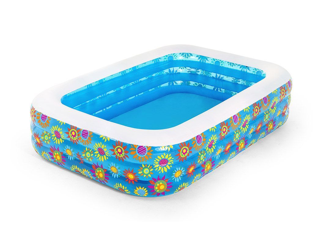PISCINA GONFIABILE FAMILY RETTANGOLARE A 3 ANELLI CON DECOROBestway