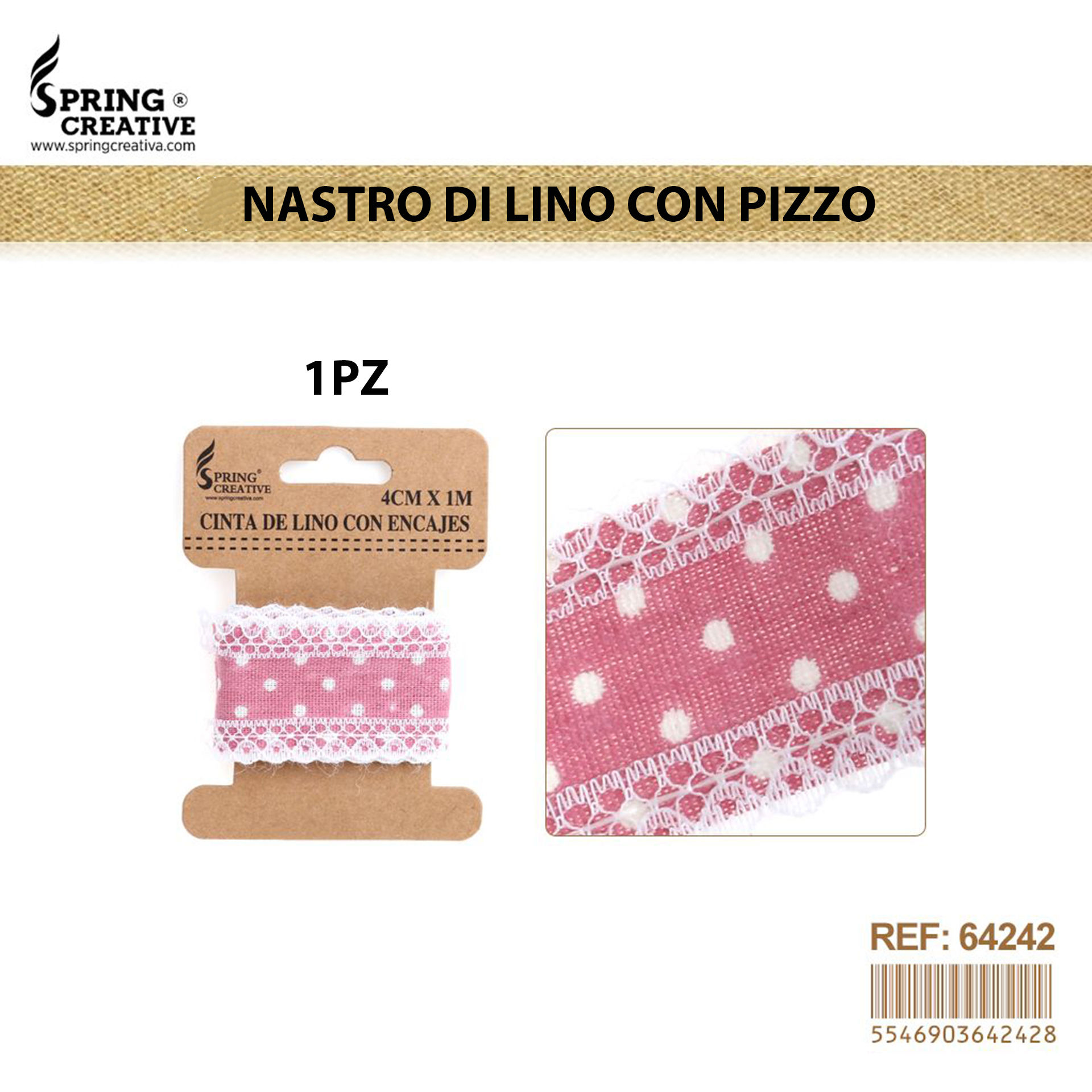 NASTRO IN LINO ORNATO ROSAParty Go