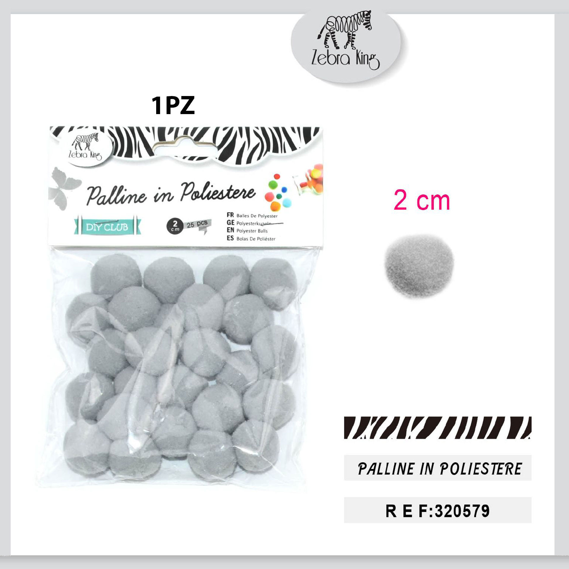 PALLINE IN POLIESTERE GRIGIO CHIARO 2.0CM/25PCParty Go