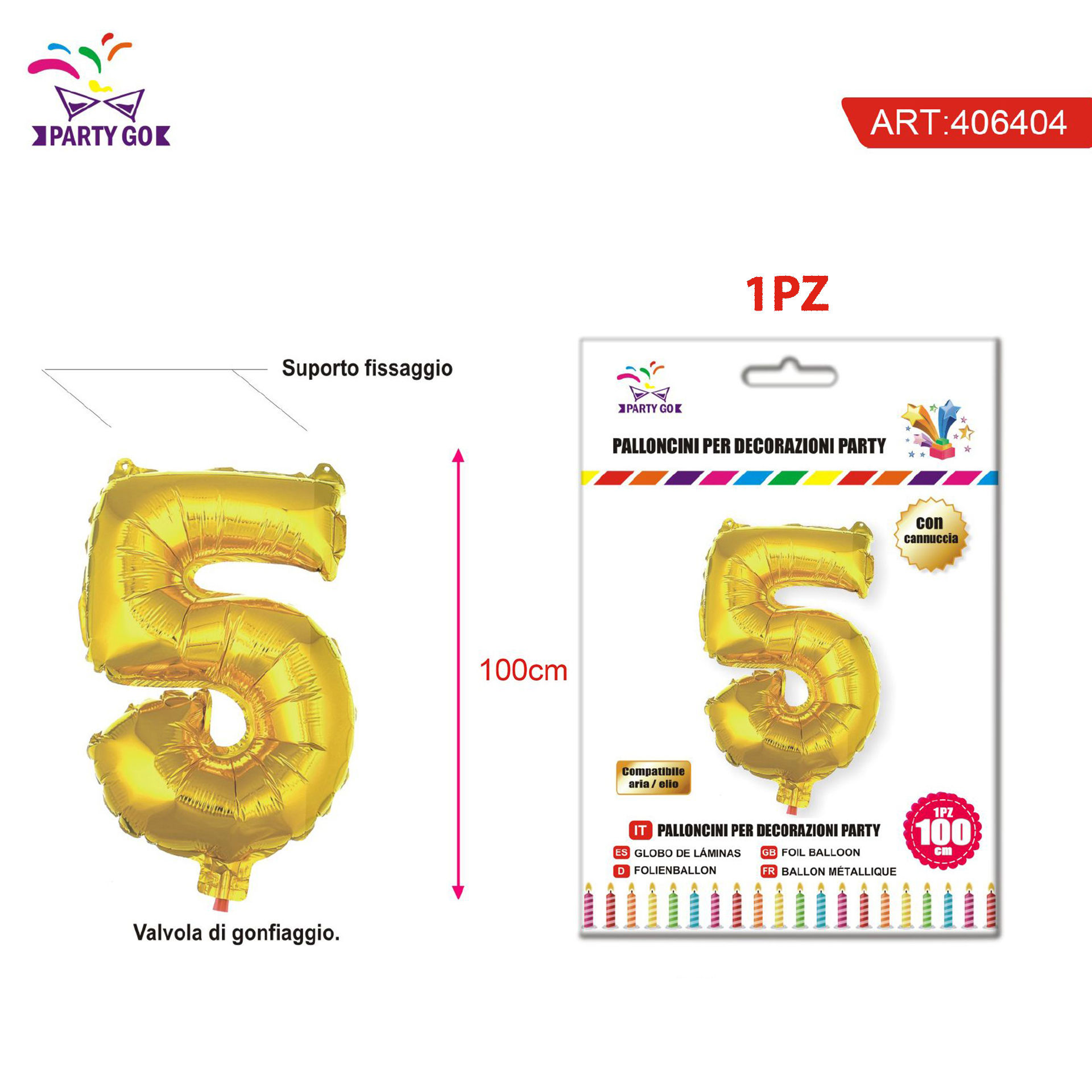 PALLONCINO ALLUMINIO N5 100CMParty Go