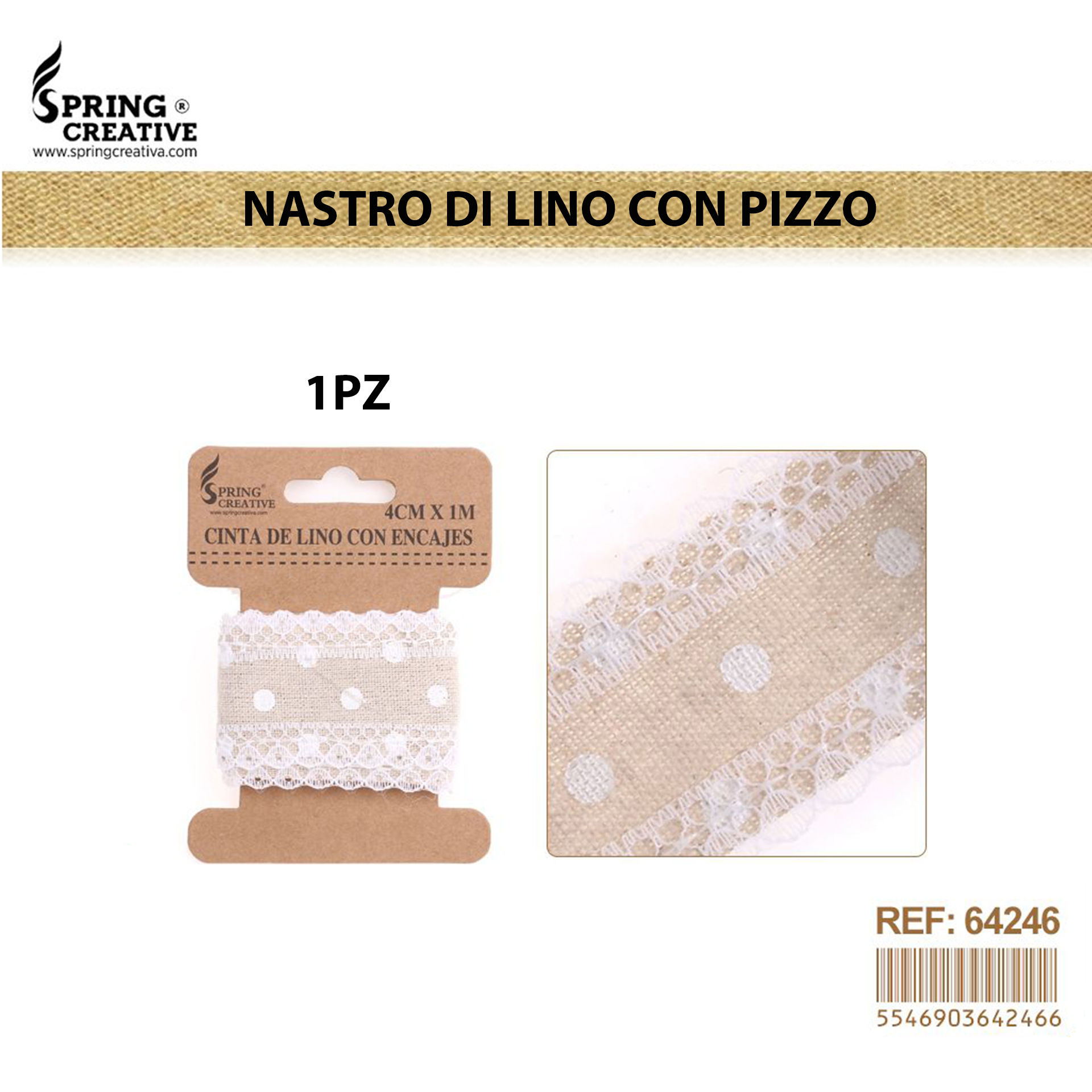 NASTRO IN LINO ORNATO BEIGE