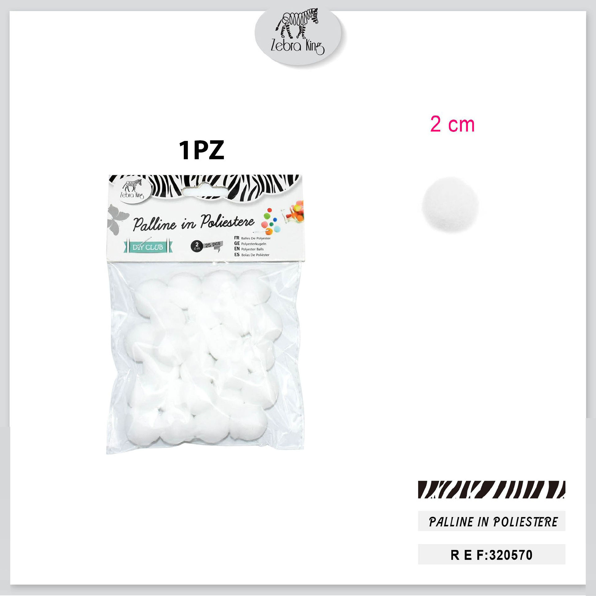 PALLINE IN POLIESTERE BIANCHI 2.0CM/25PC