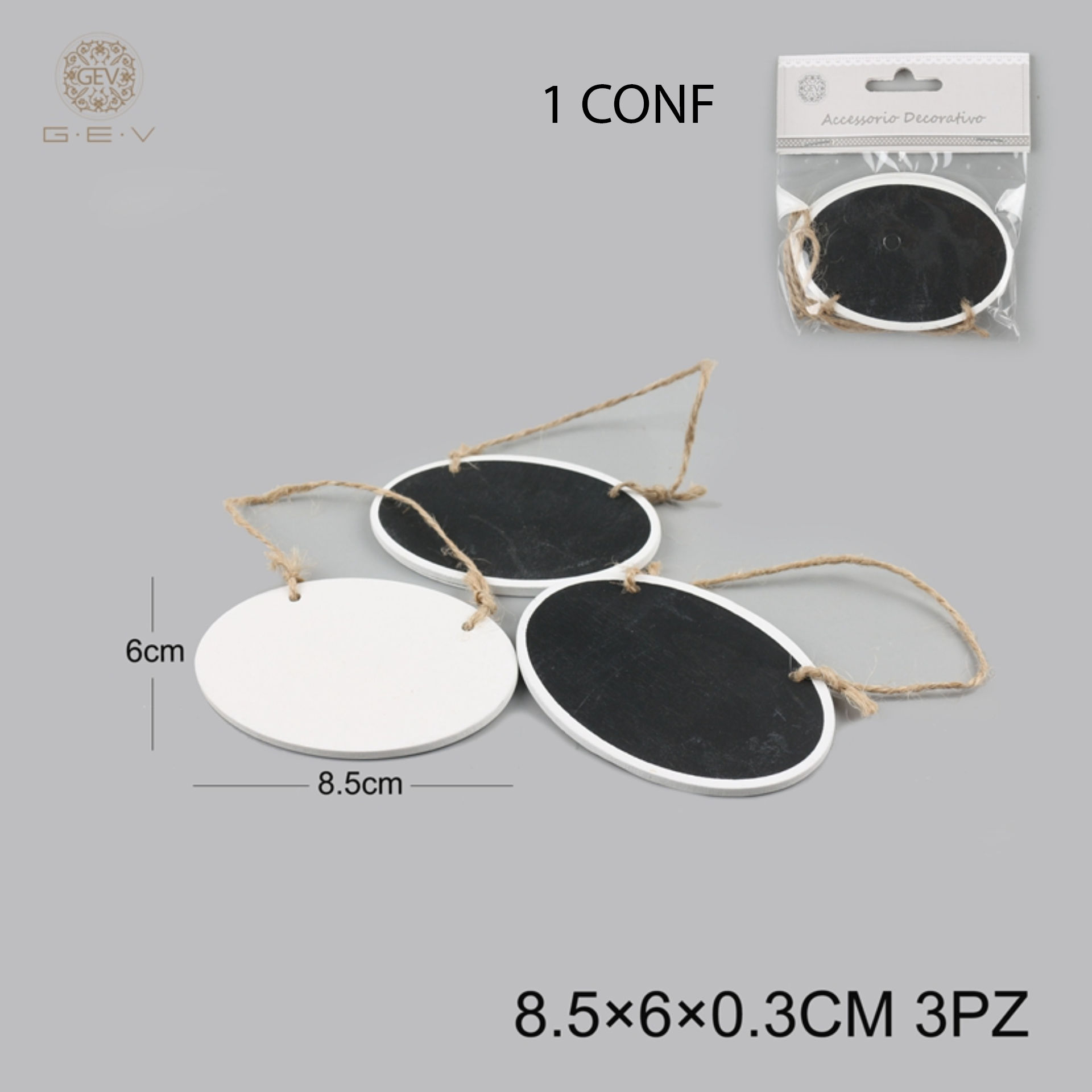 GEV LAVAGNA IN LEGNO DA APPENDERE 3PCS  8.5*6CMGev