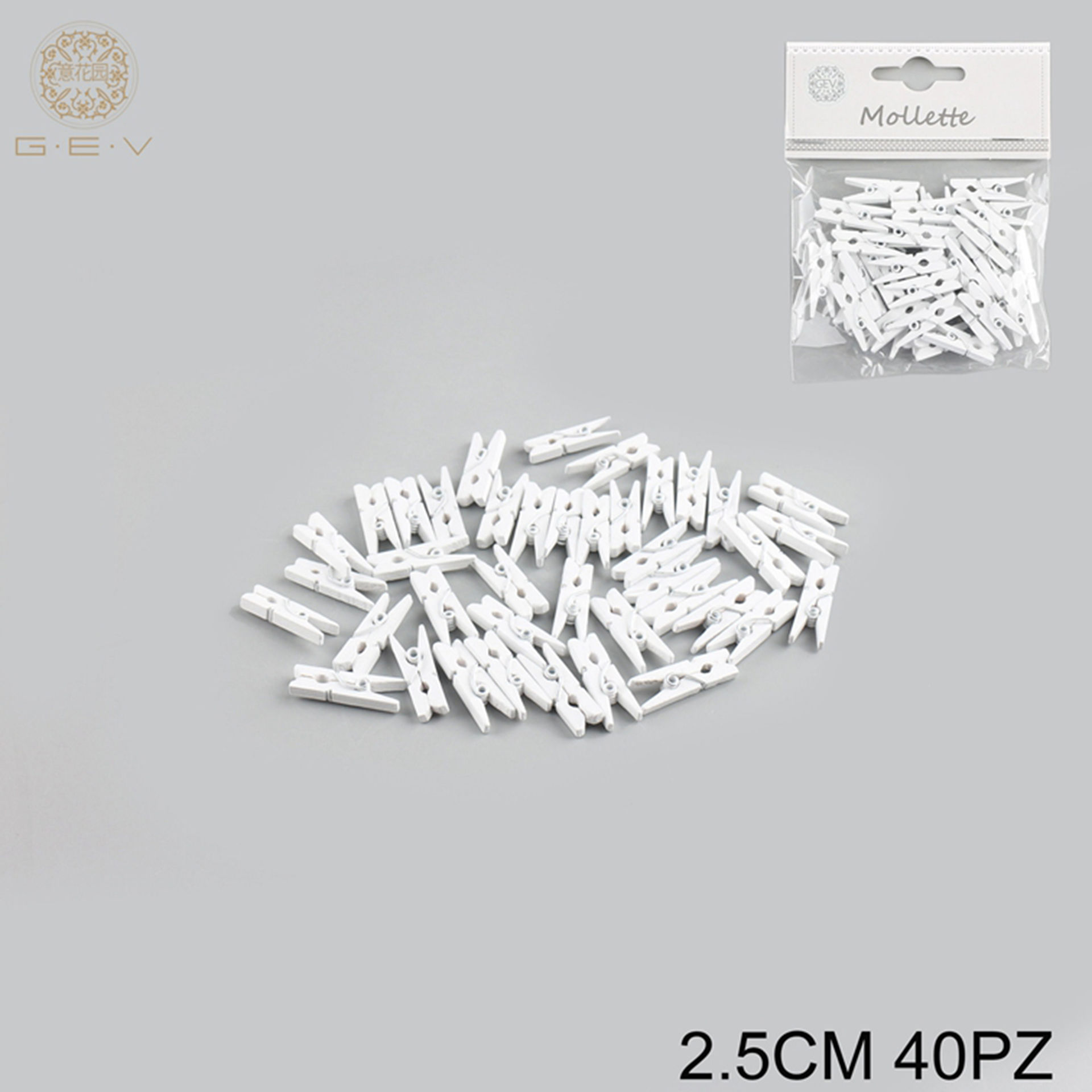 MOLETTE LEGNO 2.5CM CF 40 PEZZI BIANCOGev