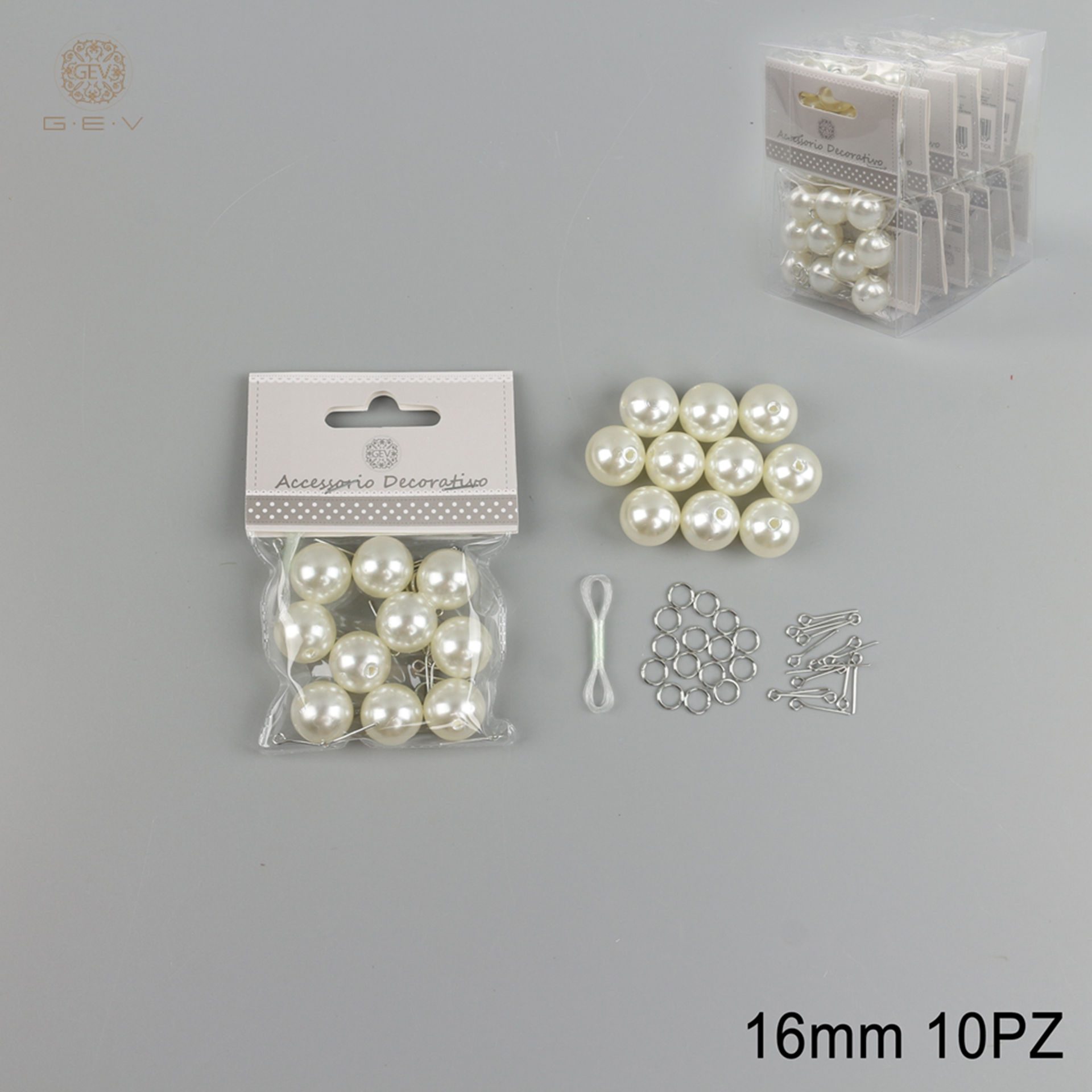 PERLA ARTIFICIALE IN PLASTICA 1.6CM 10PZGev