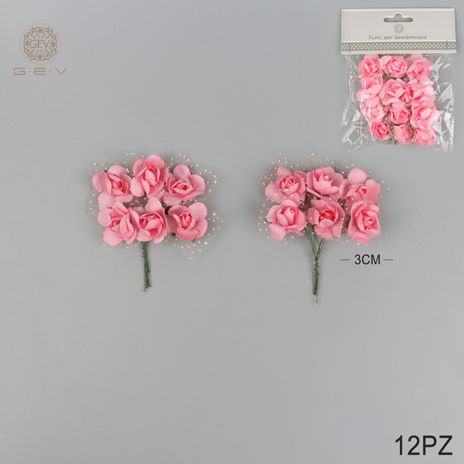 GEV FIORELLINI X BOMBONIERE 3CM 12PZ ROSAGev