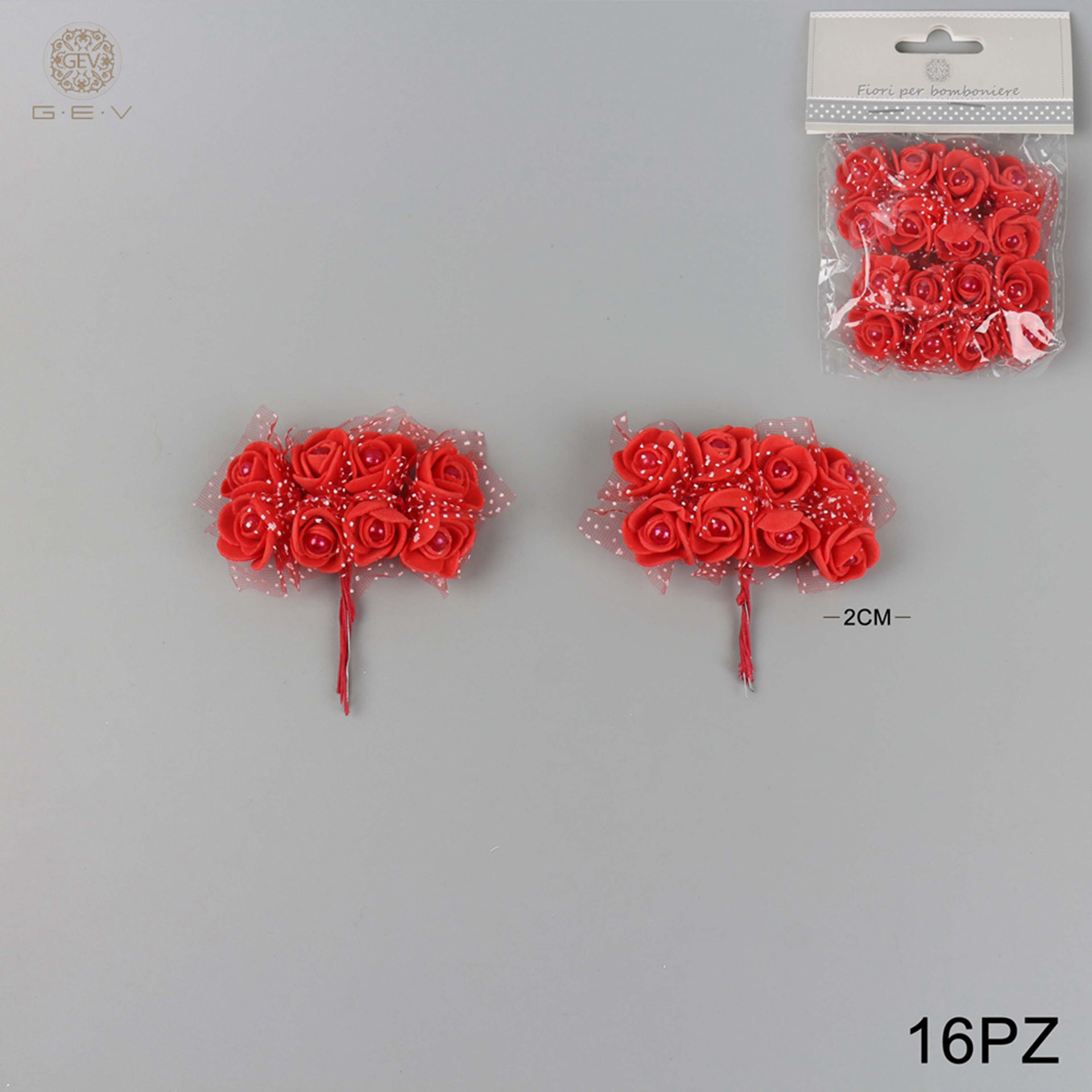 GEV FIORELLINI X BOMBONIERE 2CM 16PZ ROSSOGev