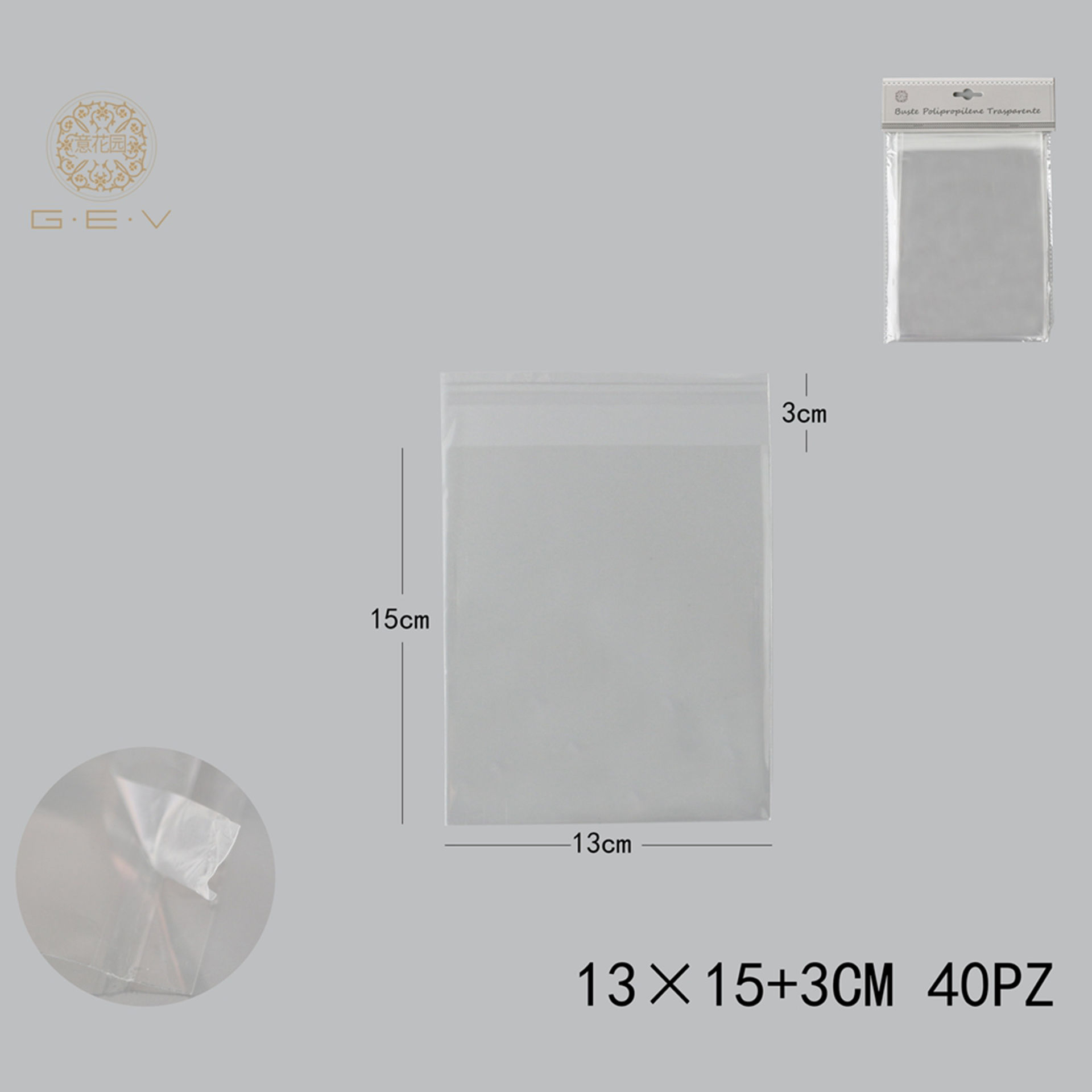 SACCHETTO TRASPARENTI 13*15 3 OPP 40PCSGev
