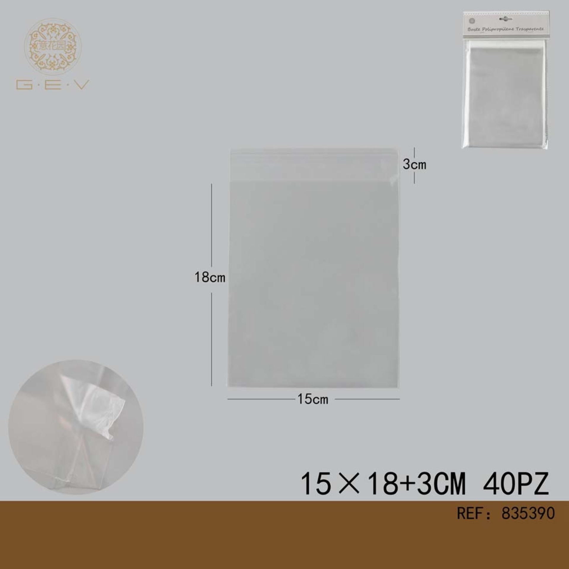 SACCHETTO TRASPARENTI 15*18 3 OPP 40PCSGev