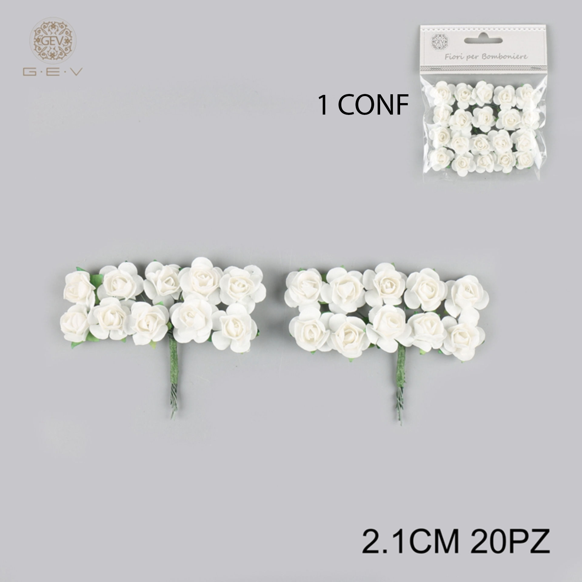 GEV FIORELLINI X BOMBONIERE 2.1CM 20PZ BIANCOGev
