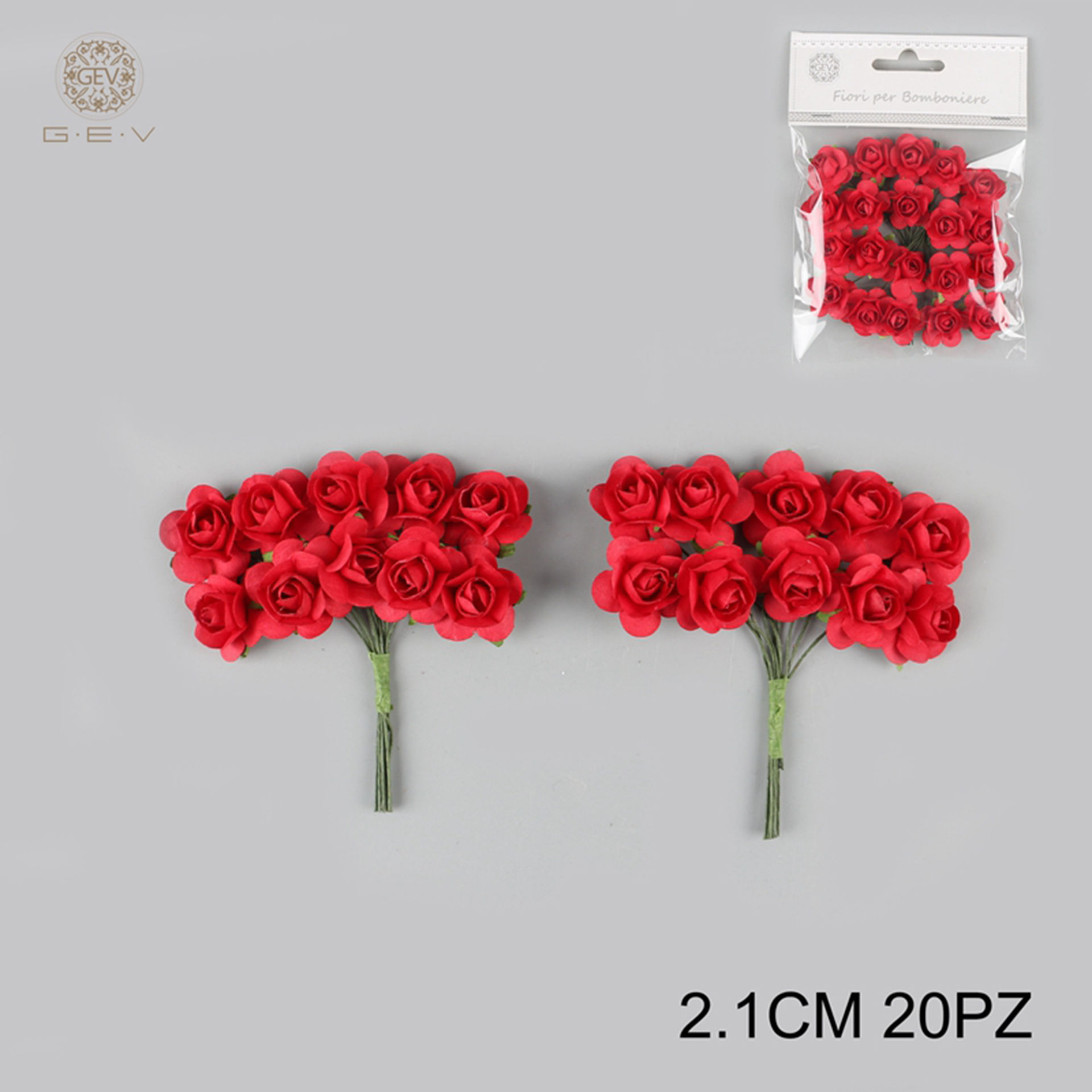 GEV FIORELLINI X BOMBONIERE 2.1CM 20PZ ROSSOGev