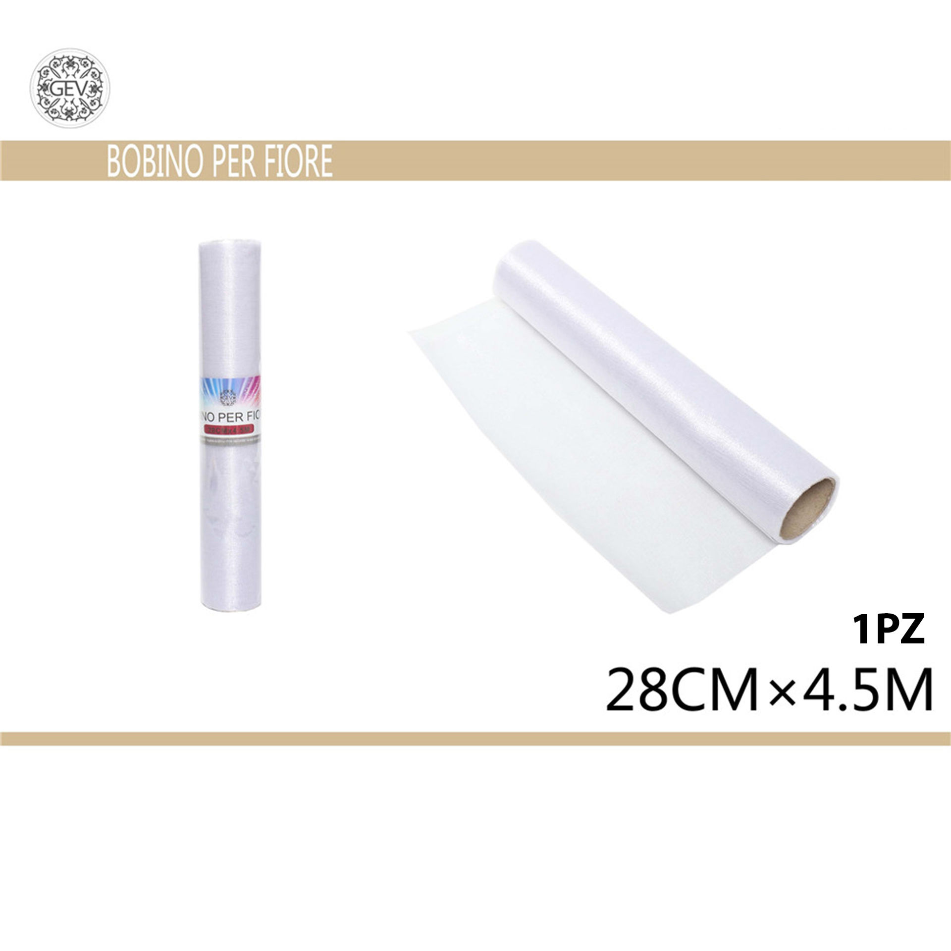 BOBINE TULLE 28CM X 4.5M BIANCOGev