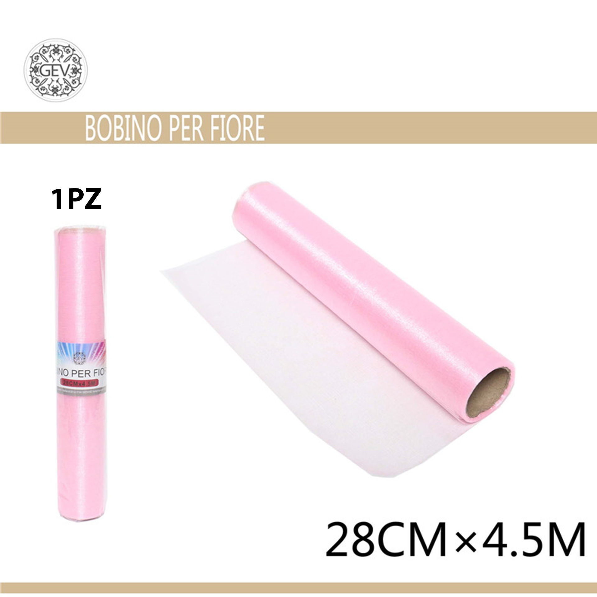 BOBINE TULLE 28CM X 4.5M ROSAGev