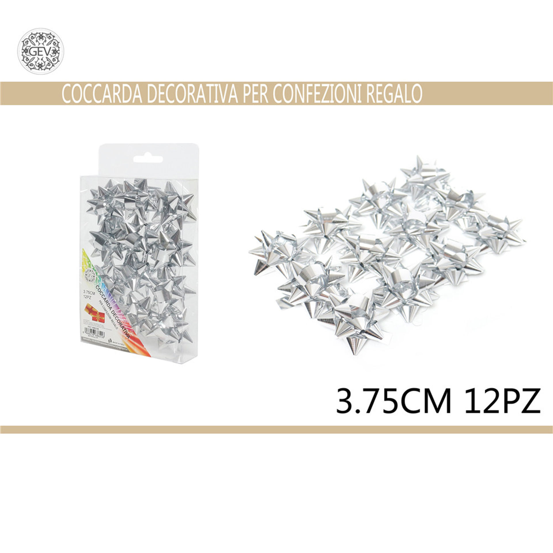 COCCARDA 3.75CM 12PZ ARGENTOGev