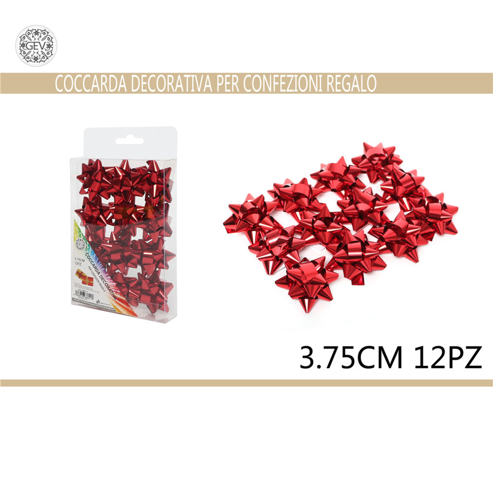 COCCARDA 3.75CM 12PZ ROSSOGev