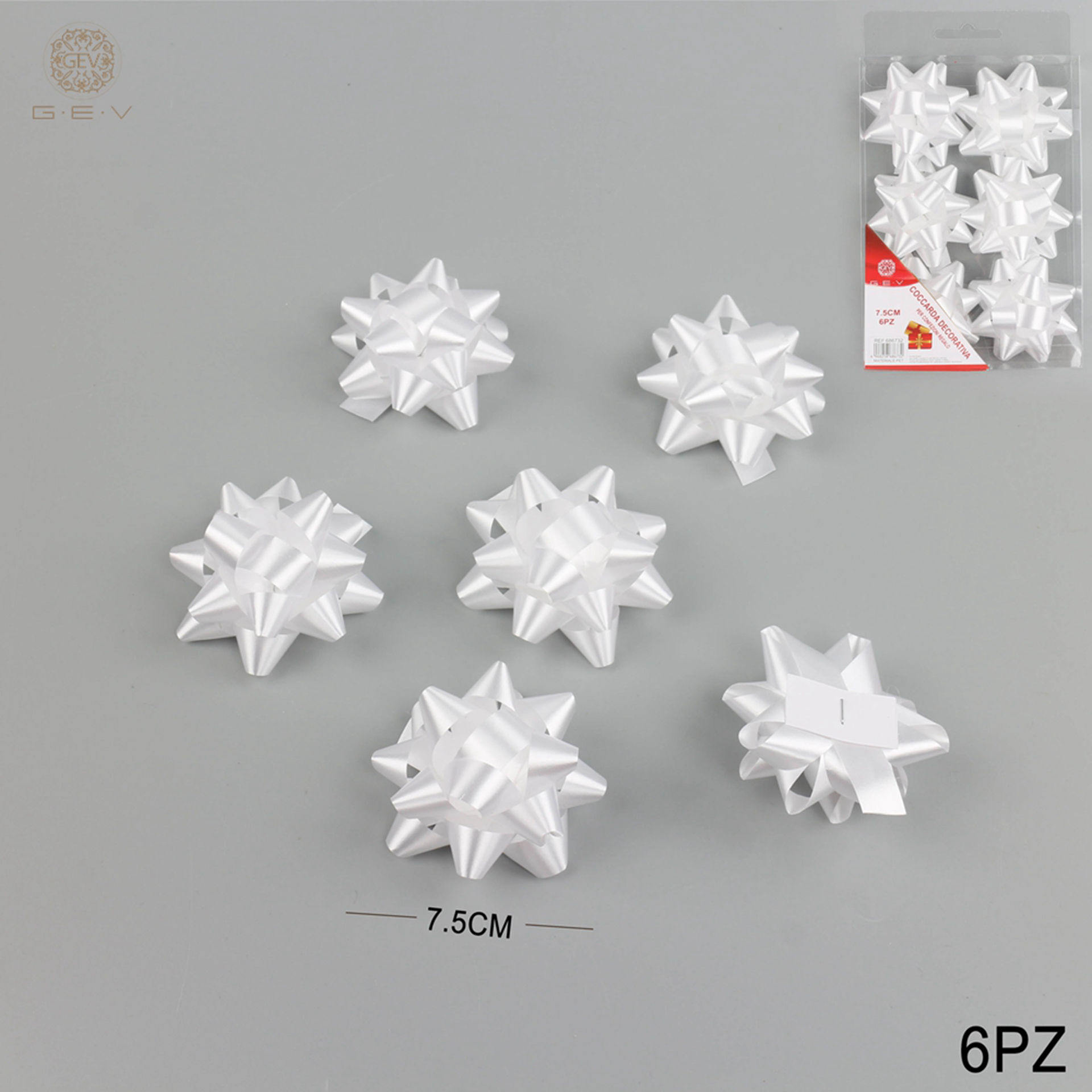 COCCARDA 7.5CM 6PZ BIANCOGev
