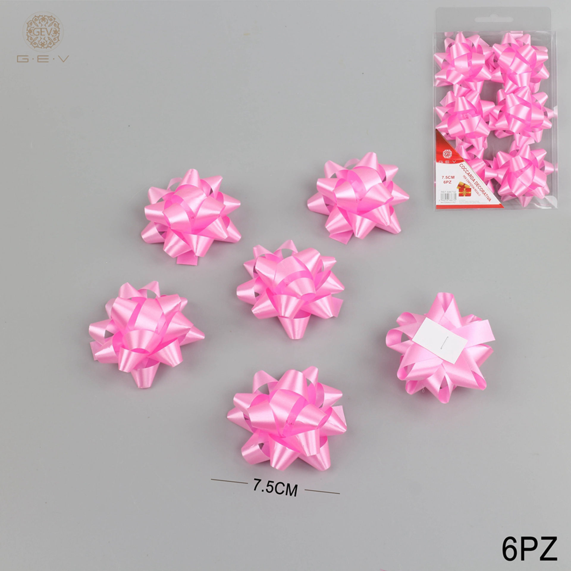 COCCARDA 7.5CM 6PZ ROSAGev