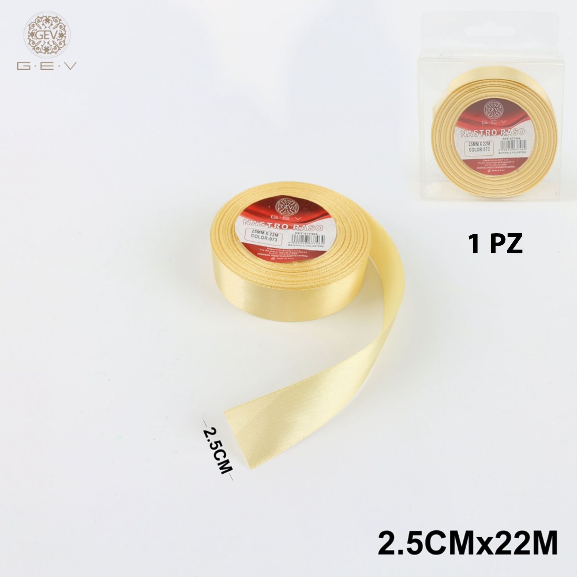 GEV NASTRO RASO 2.5CMX25M GIALLOGev