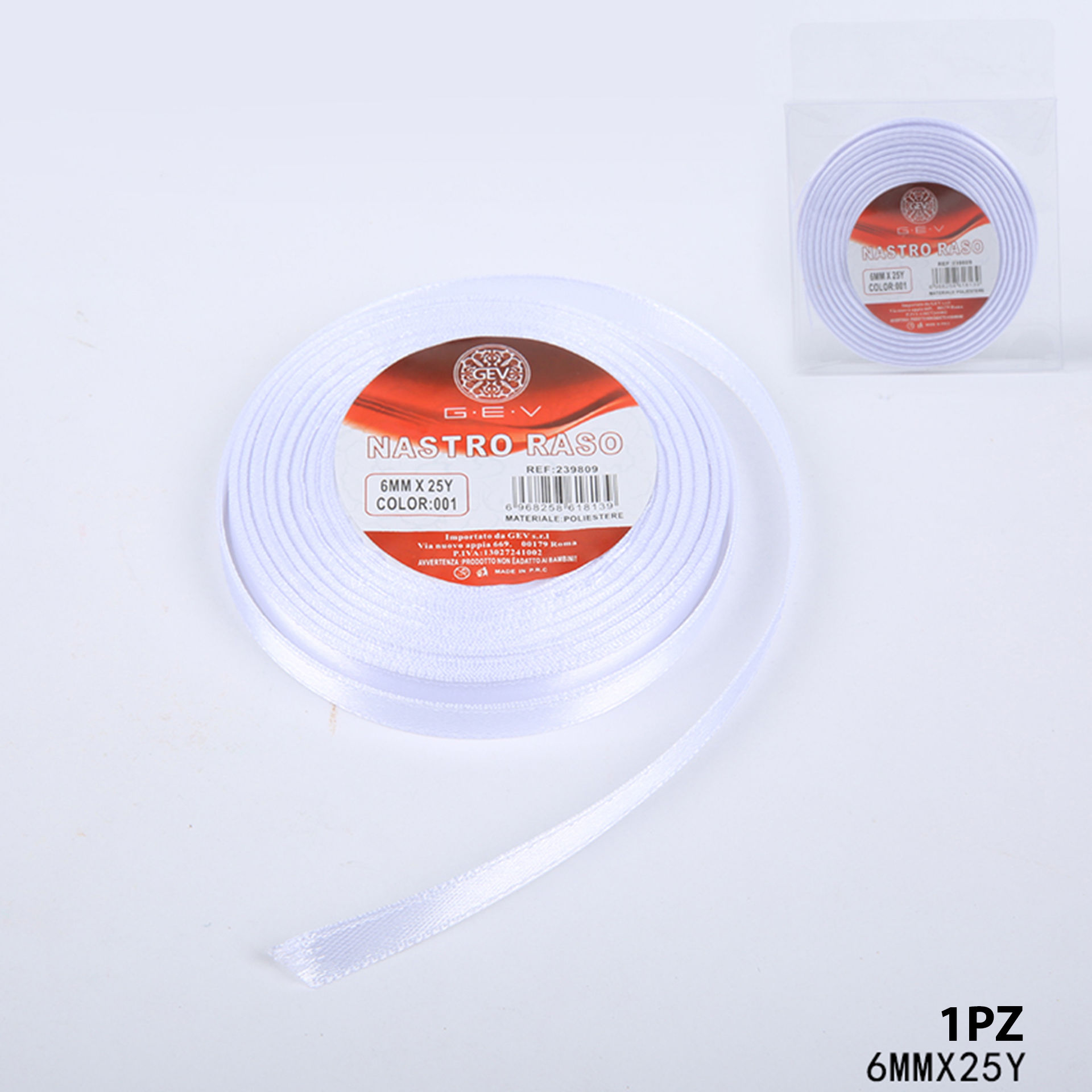 NASTRO RASO0.6CM*250Y 2PZ 001 BIANCOGev