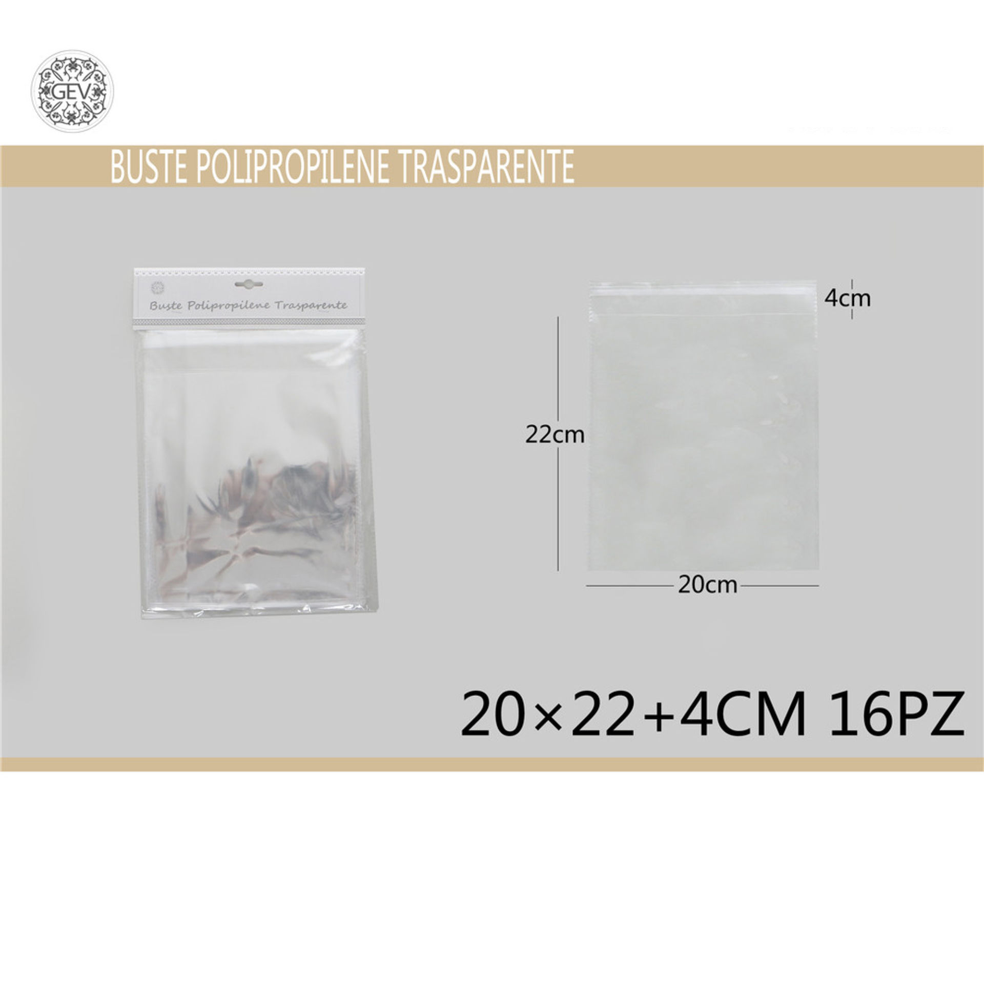 SACCHETTO TRASPARENTI 20*22 4 OPP 16PCSGev
