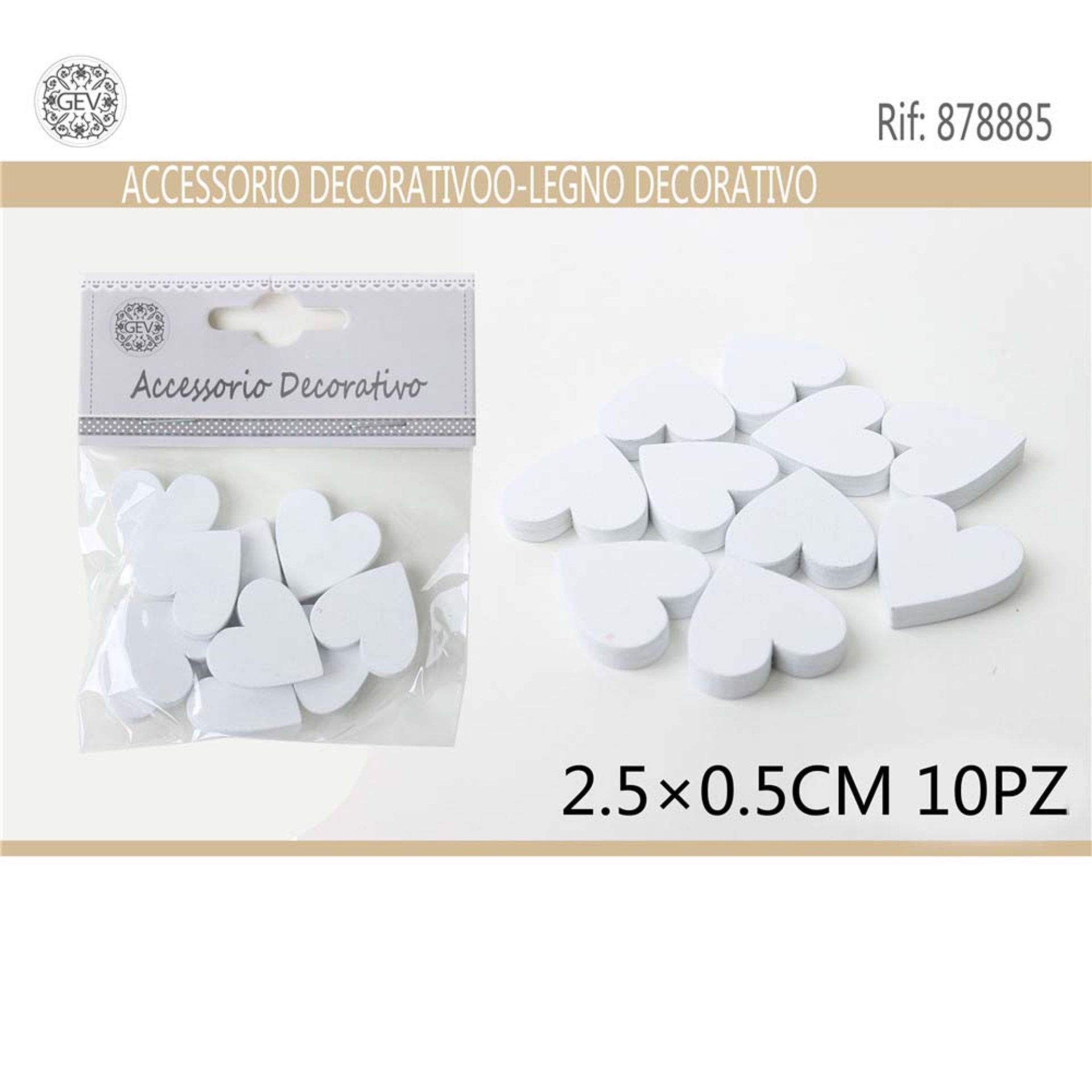 DEC.IN LEGNO CUORE 2.5CM0.5 10PCSGev