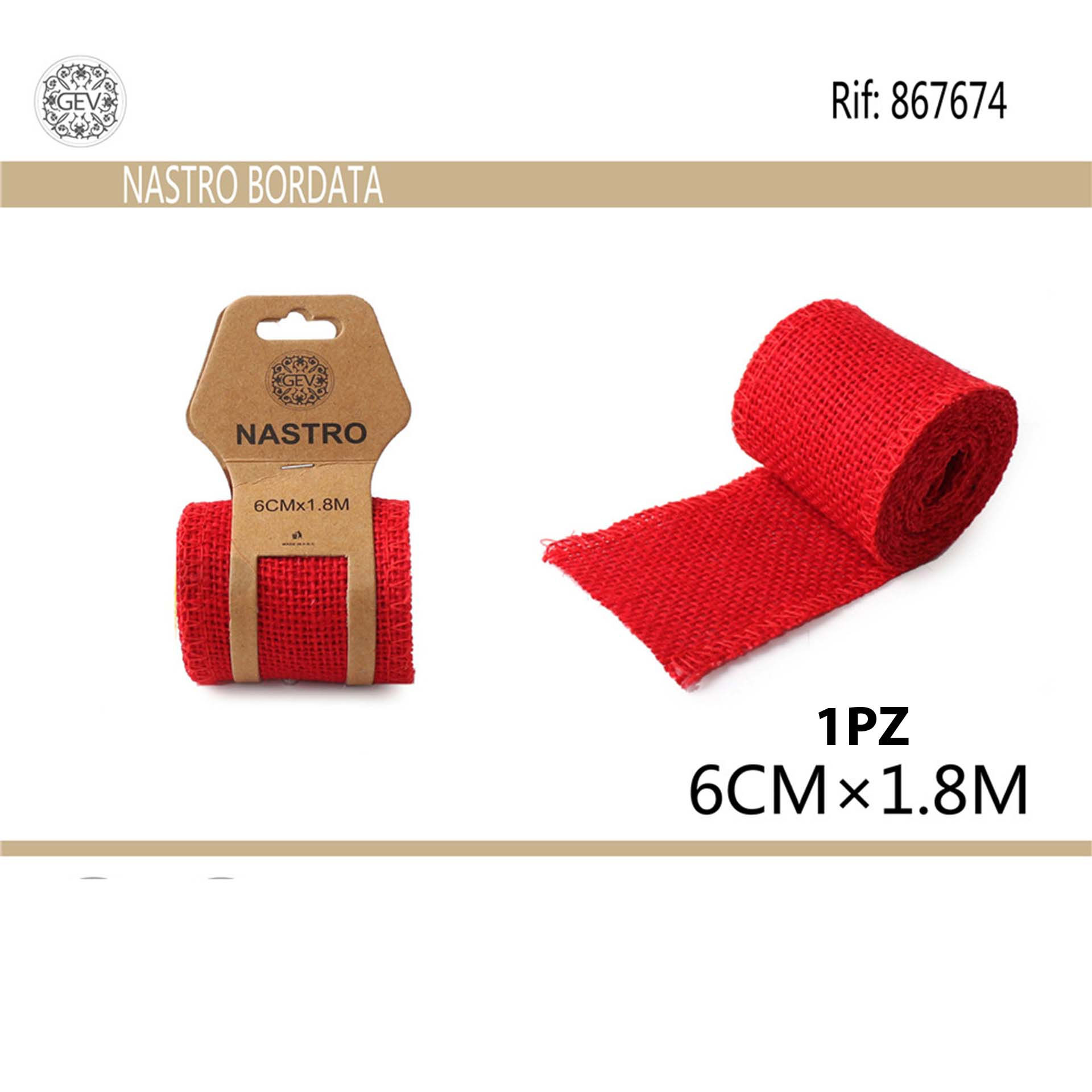 NASTRO DI LINO 6CM*2Y ROSSOGev