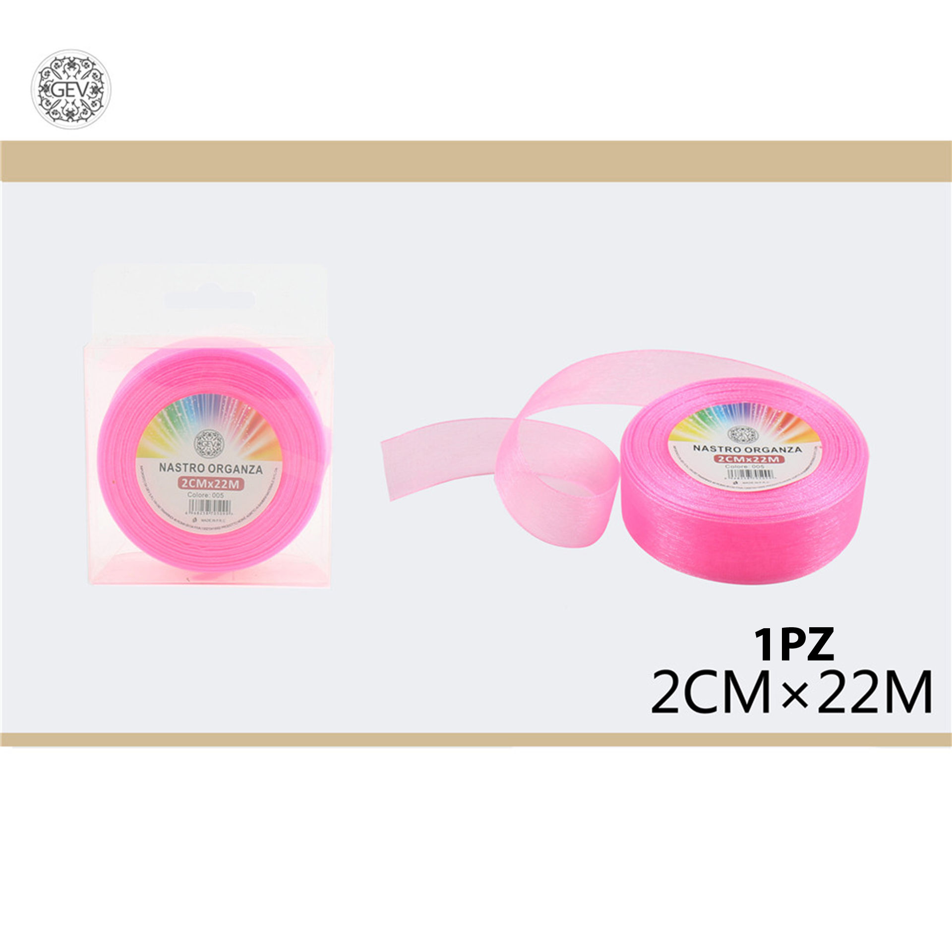 NASTRO ORGANZA 22MT 2CM 005 ROSAGev