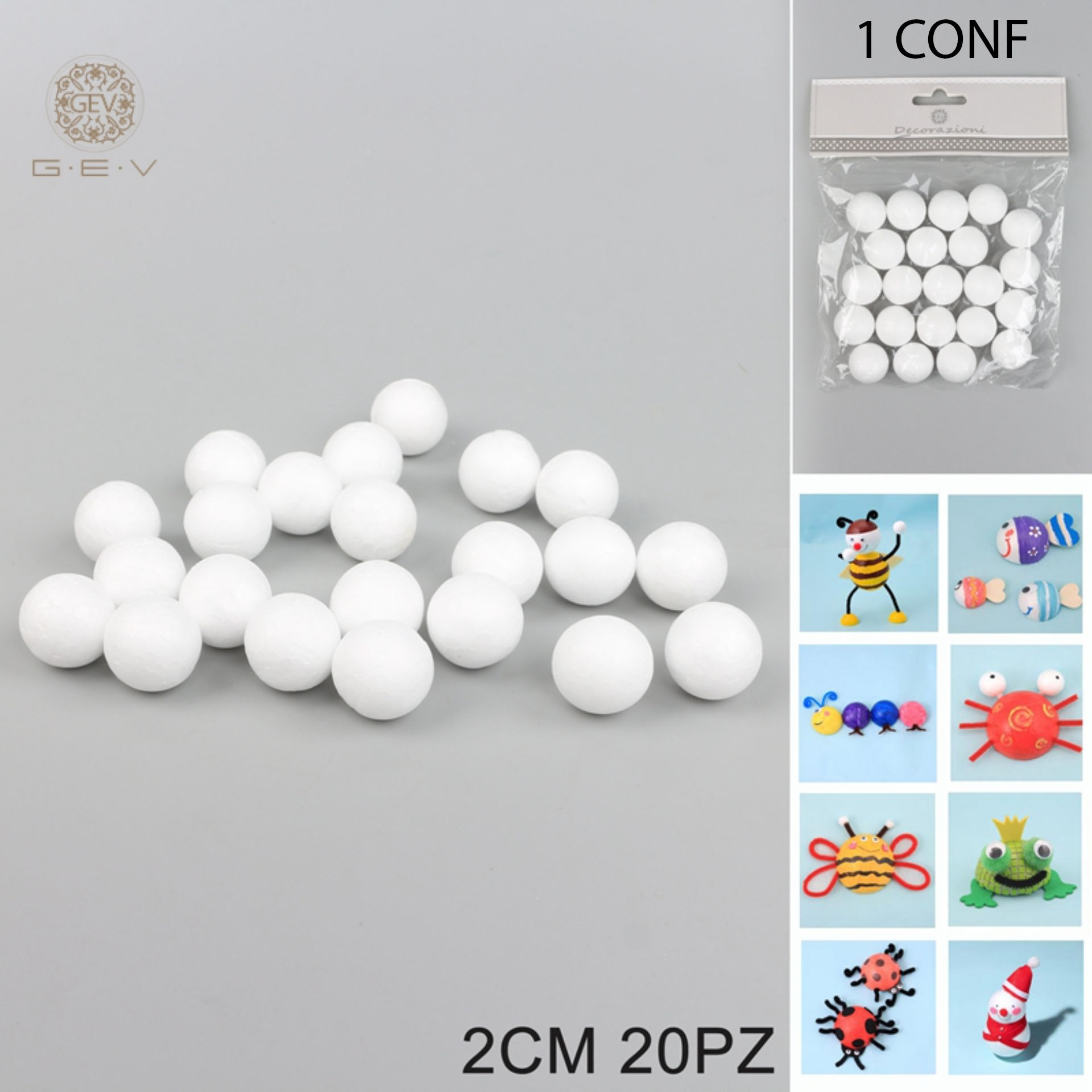 PALLINA POLISTIROLO 2CM 20PZGev