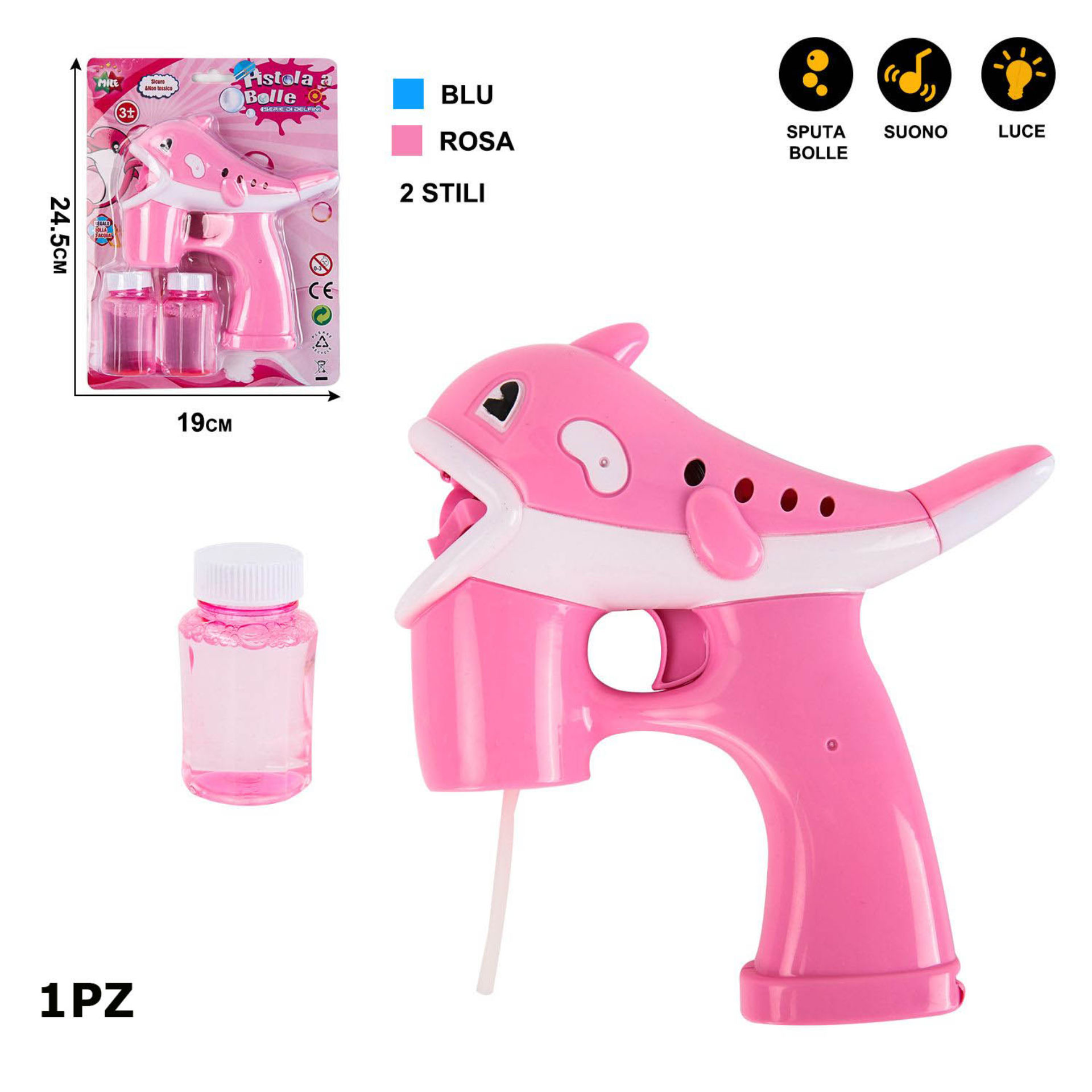 P6-0029 PISTOLA A BOLLE ELETTRICA DOLPHIN CON LUCI