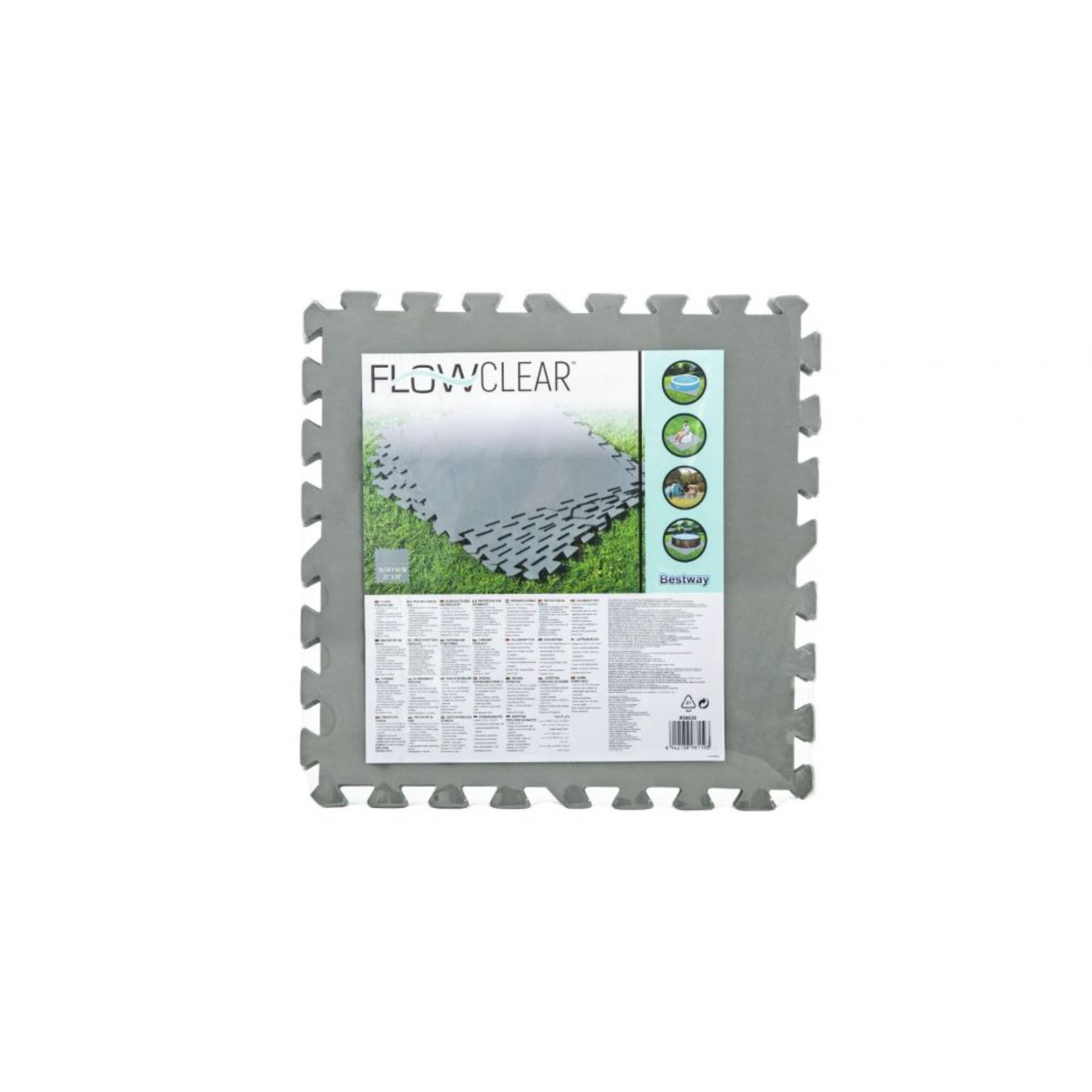 FLOWCLEAR TAPPETINO BASE GRIGIO DI PROTEZIONE PER IL FONDO DELLA PISCINA 50 CM X 50 CM  COPERTURA DI 2,25 MQ;  POLIETILENE DUREVOLE;Bestway