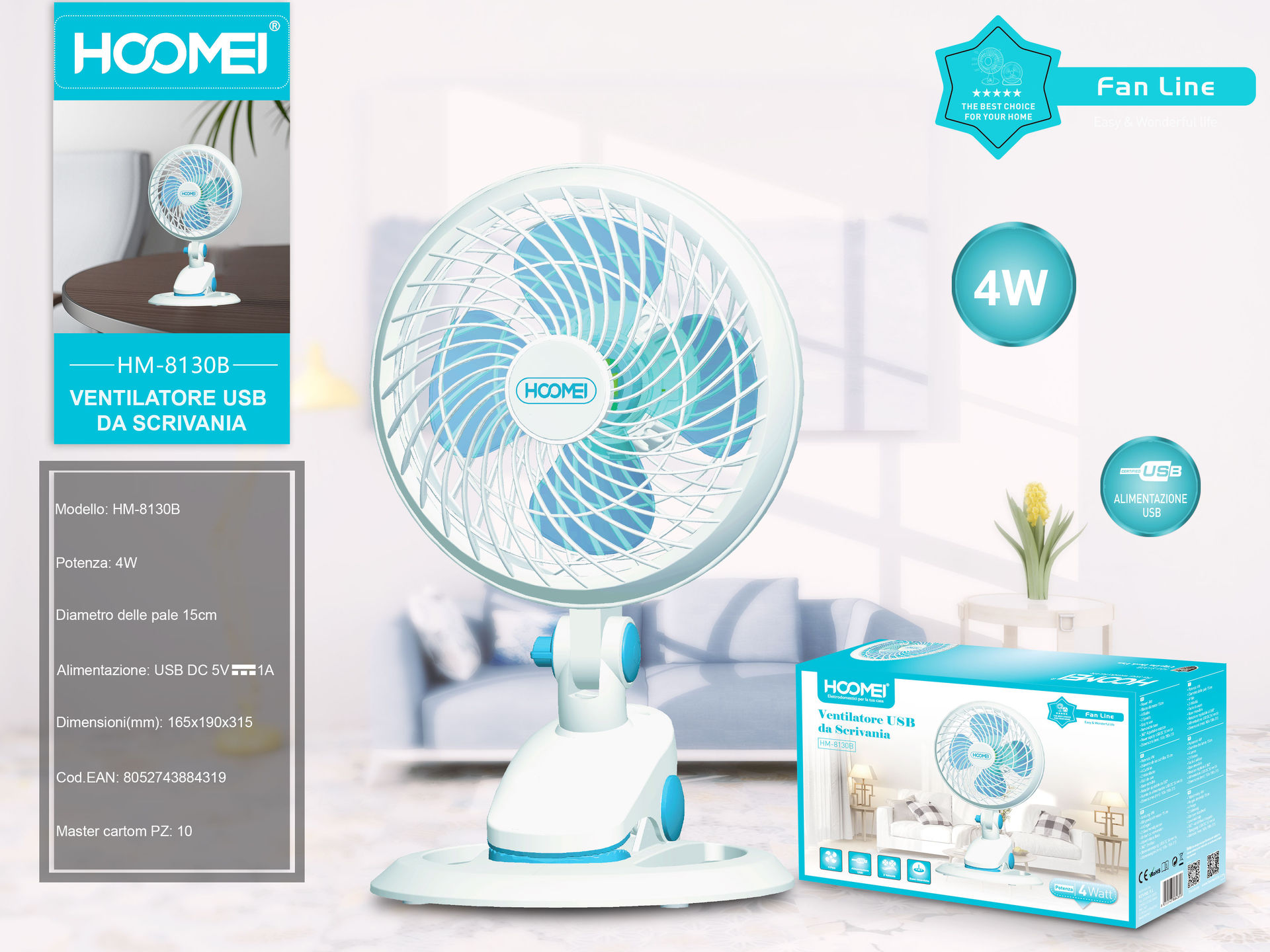 MINI VENTILATORE 15CM HM-8130 (2766)Hoomei