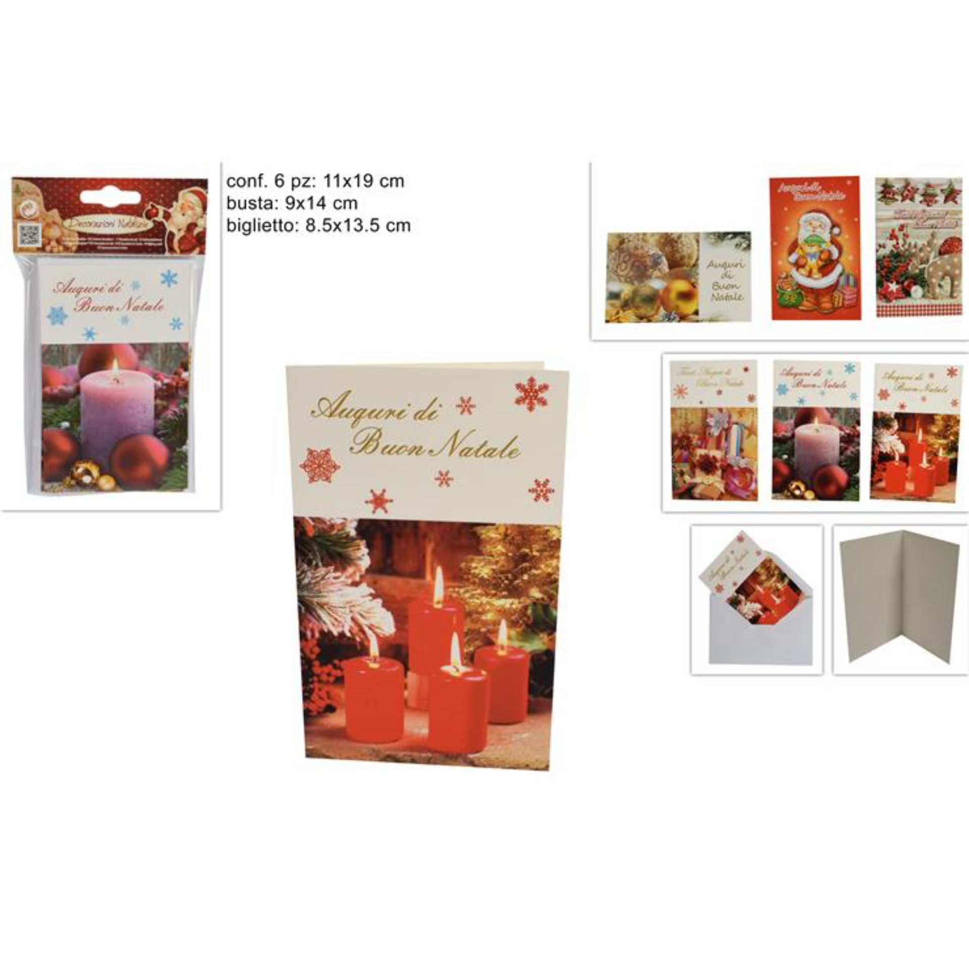 BIGLIETTI AUGURI NATALIZI 6PZ+6BUSTE 9X14CM ART.XCDue Esse