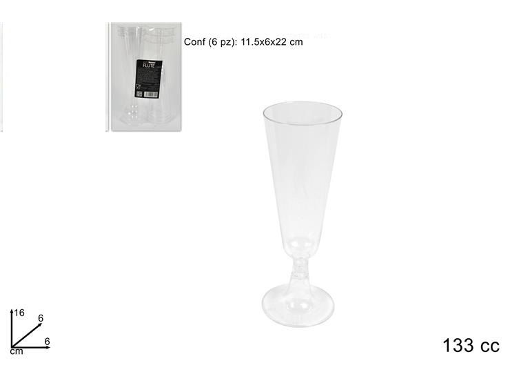 FLUTE PLASTICA 6PZ DISPL TRASPARENTED001 TRANSPAREDue Esse