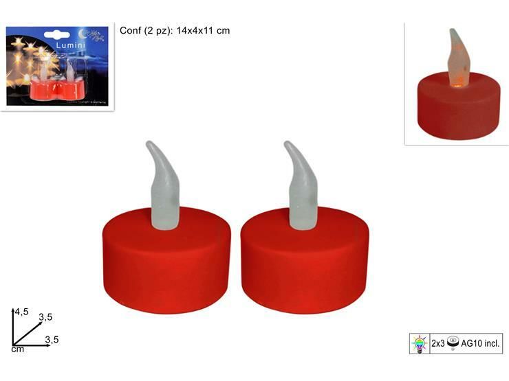 LUMINO FIAMMA TEALIGHT ROSSO C/BATT.SET 2PZ ART.LEDue Esse